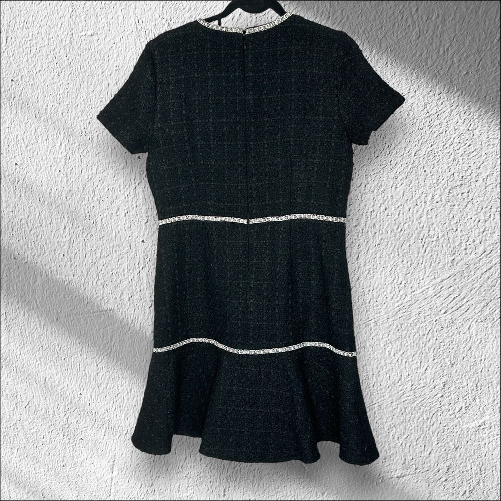 Ann Taylor Black Tweed Mini Dress with Contrast Trim - Picture 3 of 13